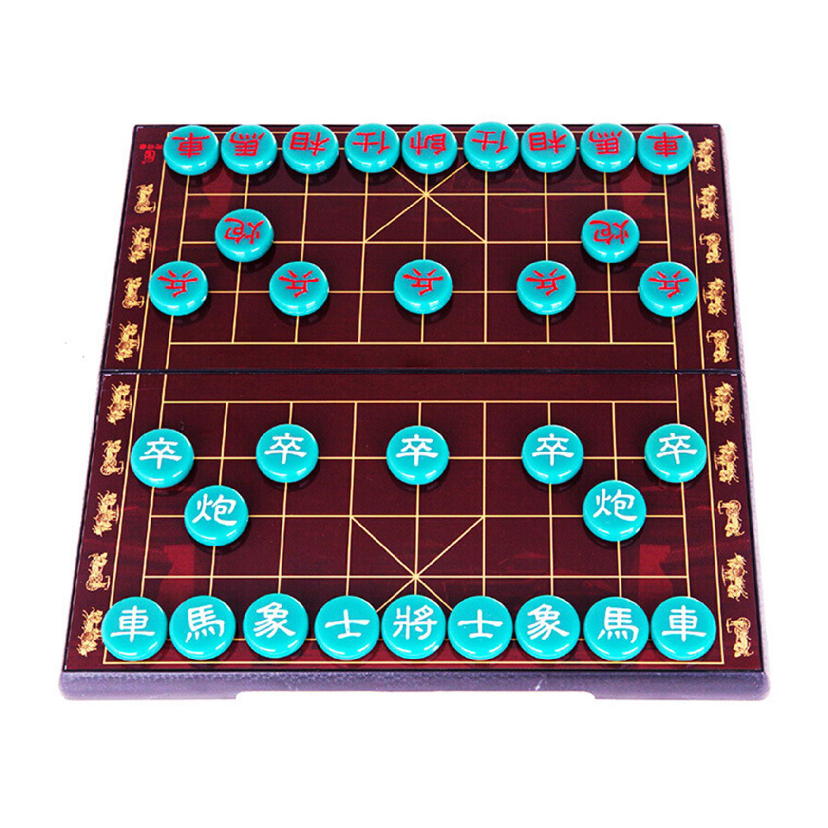 Folding Board and Game Pieces for Camping Game Xiangqi Chinese Chess Set 