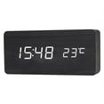 thumbnail image 1 of Digital Alarm Clock Wood USB/Battery Thermometer LED Display for Home Office Decor Kids - White, 1 of 6