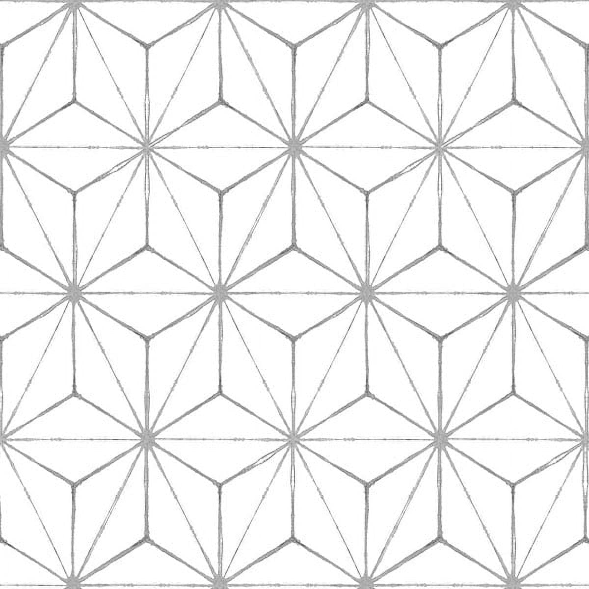 FloorPops 12" x 12" Geometric Peel and Stick Vinyl Tiles for Home, 50 Pieces, Gray White