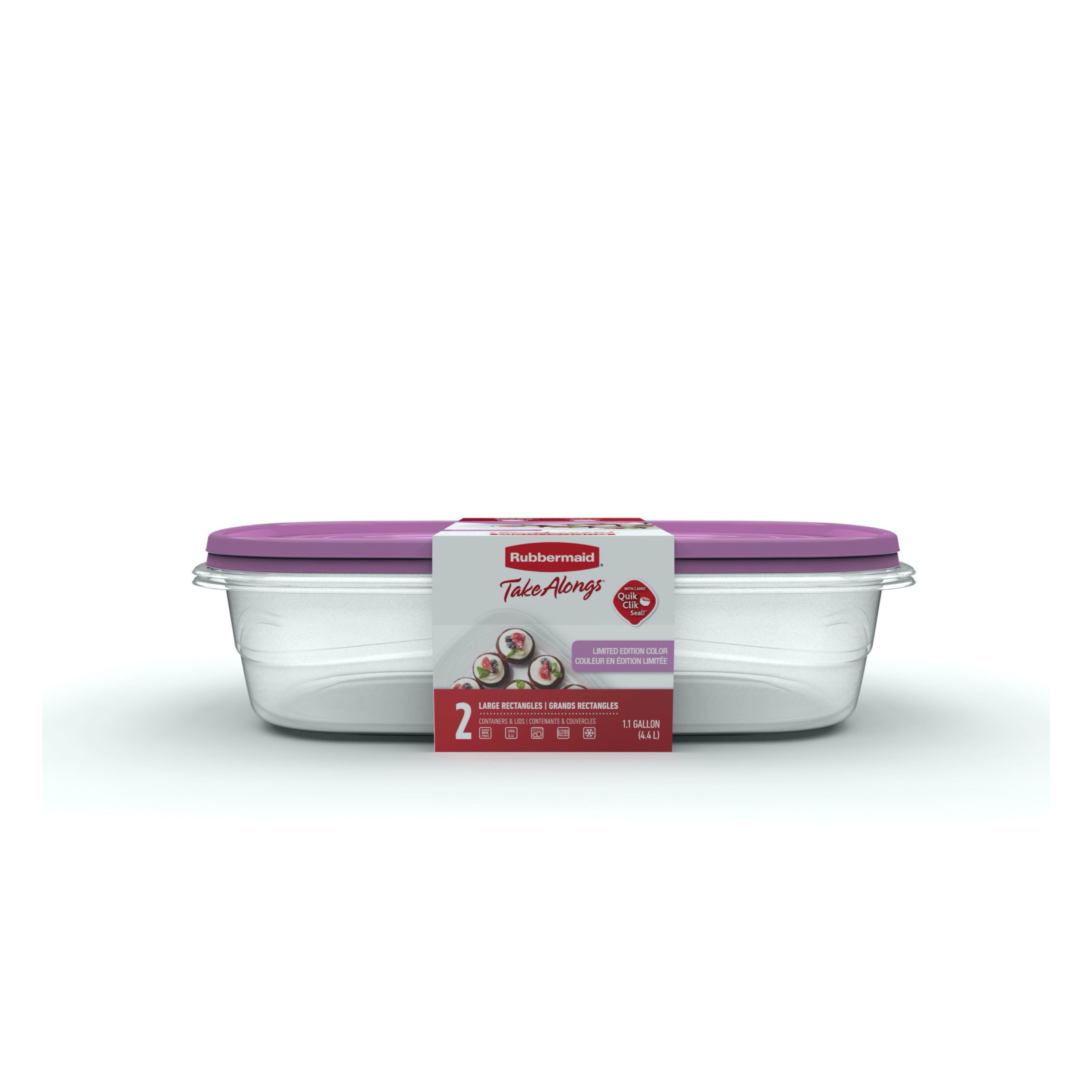 Rubbermaid TakeAlongs 1 Gallon Rectangle Food Storage Containers, Set ...