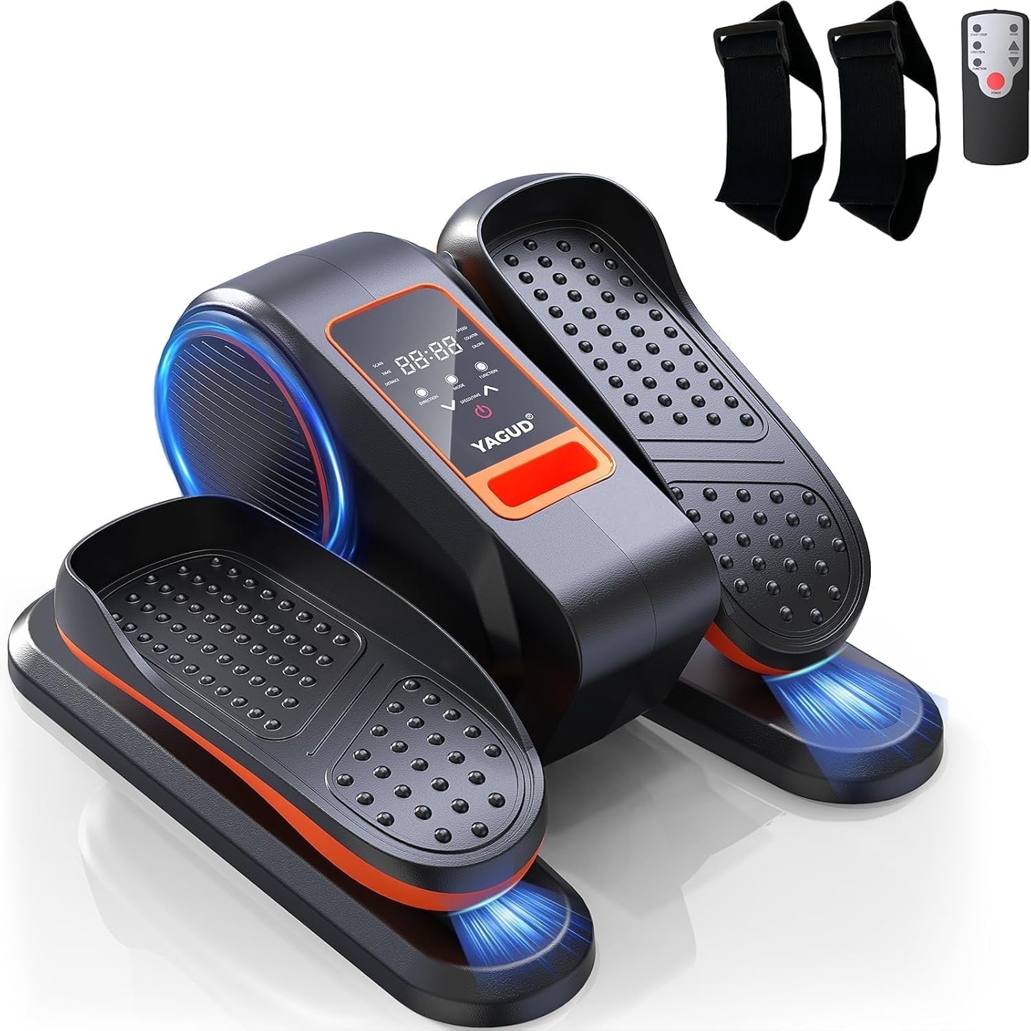 Yagud Under Desk Elliptical Machine, Electric Ellipse Leg Exerciser for Senior, 12 Adjustable Speeds Quiet and Portable Seated Pedal Exerciser for Training with Remote Control, Orange