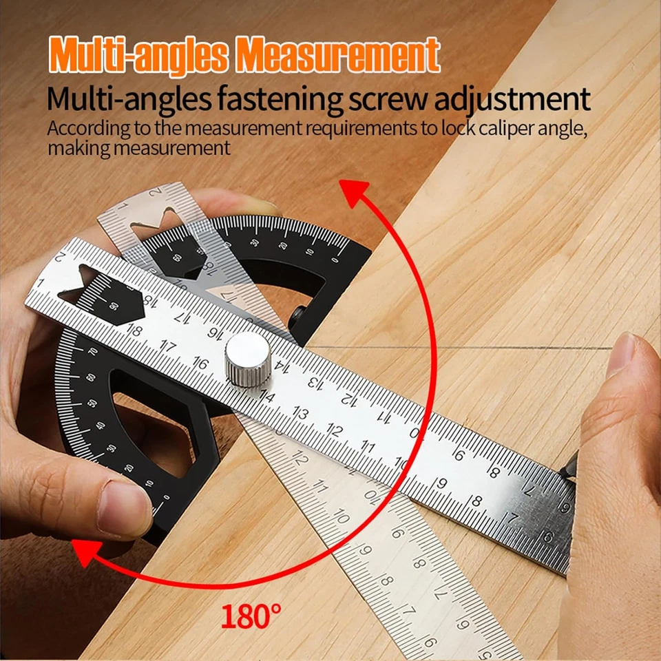 CIRCLE- Protractor Angle Finder Stainless Steel Angle Ruler With 0-180 Degrees Adjustabl