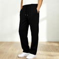 thumbnail image 2 of Krdevn Boys Solid Drawstring Open Hem Sweatpants Fall Winter Loose Straight Jogger Pants with Patch Pockets 5-6 Years,Black, 2 of 8