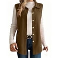 thumbnail image 6 of Rrxhxhs Vest for Women Fashion Solid Color Corduroy Lapel Collar Button Front Loose Casual Sleeveless Jacket,Brown,L, 6 of 9