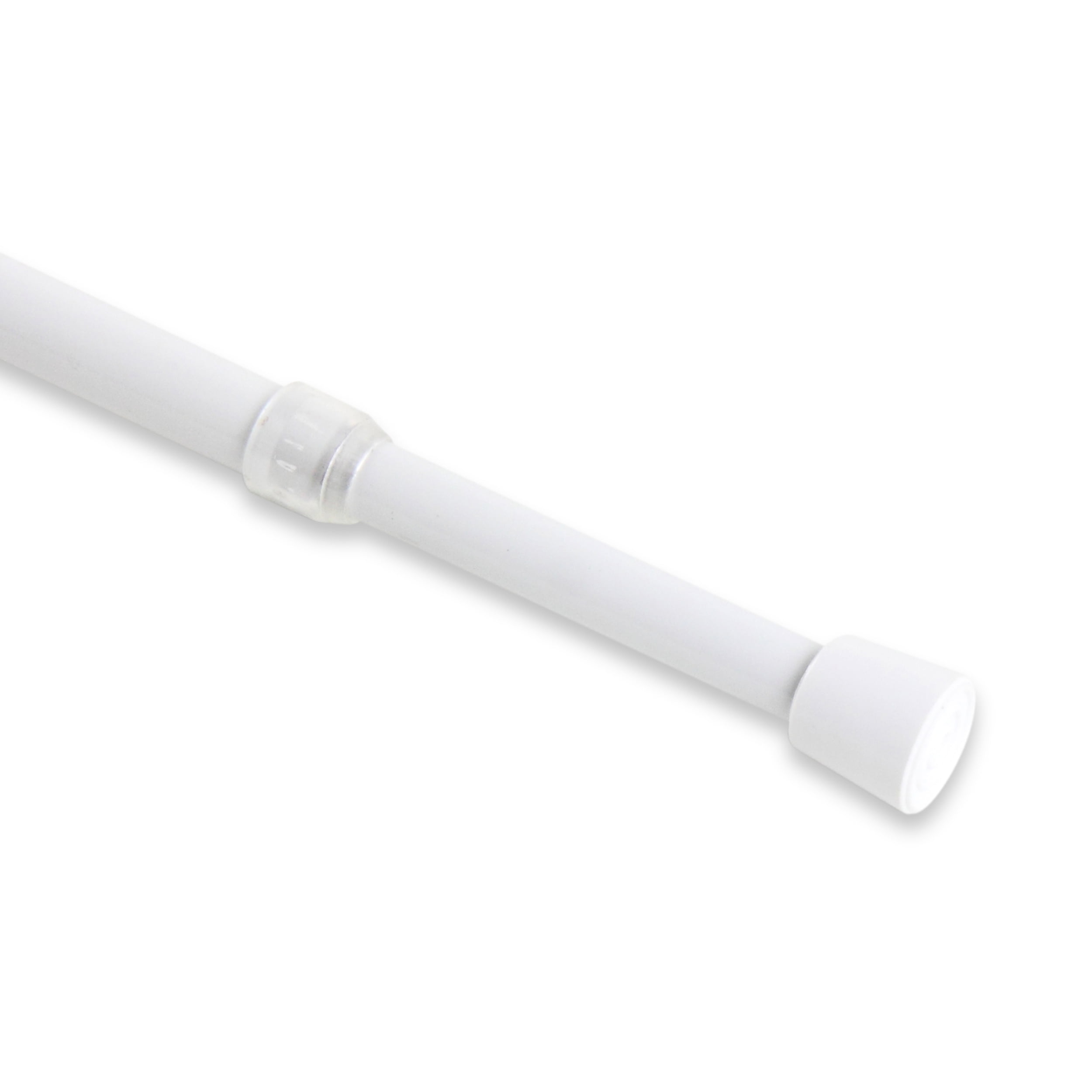 7/16" Dia Adjustable 28" to 48" Round Spring Tension Rod White