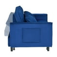 thumbnail image 4 of Newest 55" Blue Velvet Convertible Sofa Bed - 3-in-1 Sleeper with Storage Pockets, 500lb Capacity for Living Room & Apartment, 4 of 6