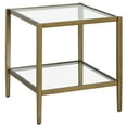 thumbnail image 2 of Evelyn&Zoe Hera 20" Wide Square Side Table with Glass Shelf, Antique Brass, 2 of 5
