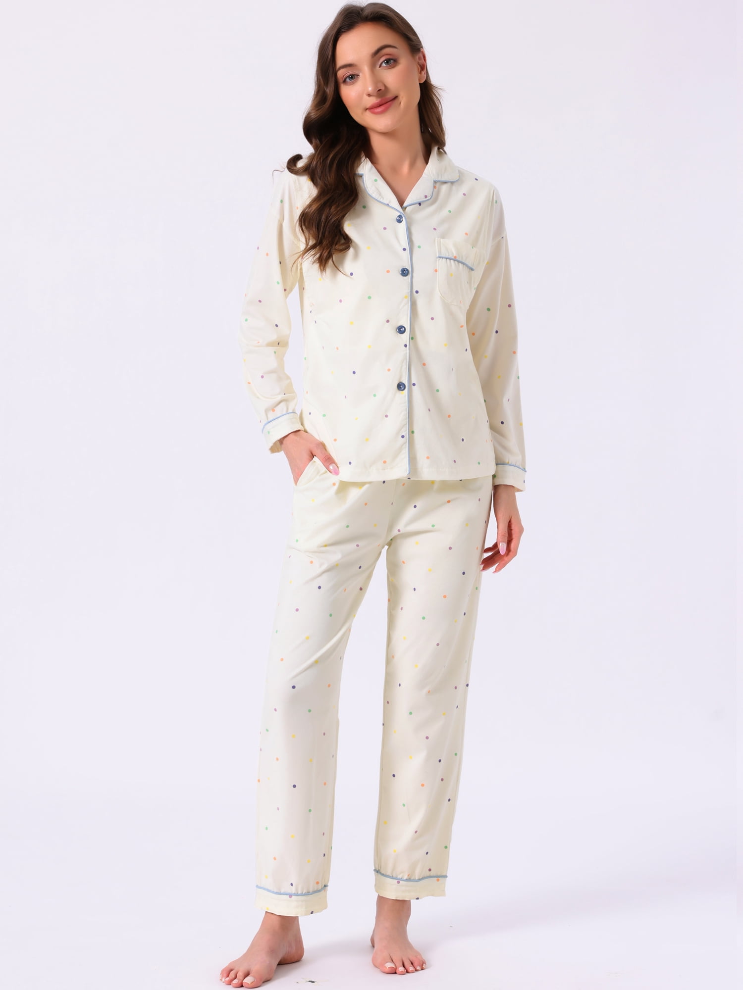 DARING DIVA Women's Nursing Pajamas Sleepwear Button Down Breastfeeding Sets S White
