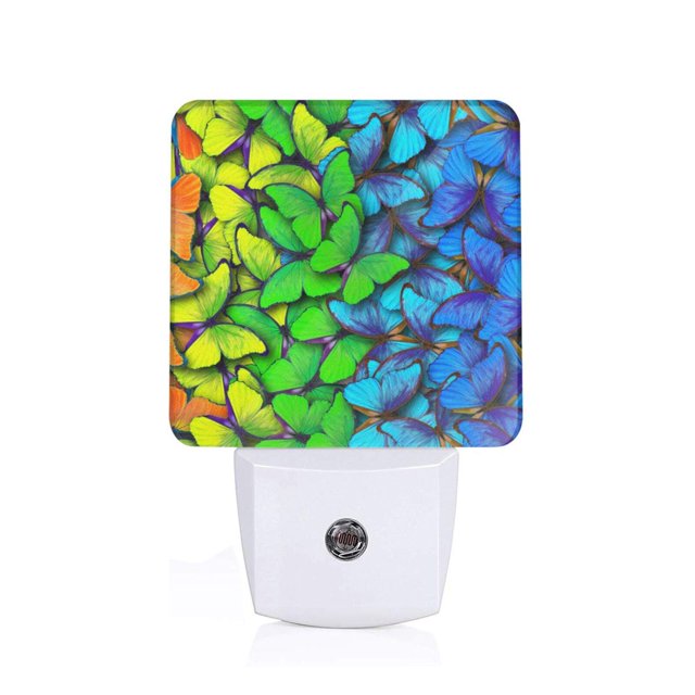 Balery Multicolored Butterflies Luz Nocturna LED con Sensor Automático, Enchufe con Sensor Crepuscular, Luz Suave de 0.5W para Dormitorio, Pasillo, Baño-US