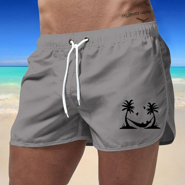 WILLBEST Short de Plage Imprimé Arbre de Coco en Polyester pour Hommes Sports Mode Loisirs Voyage