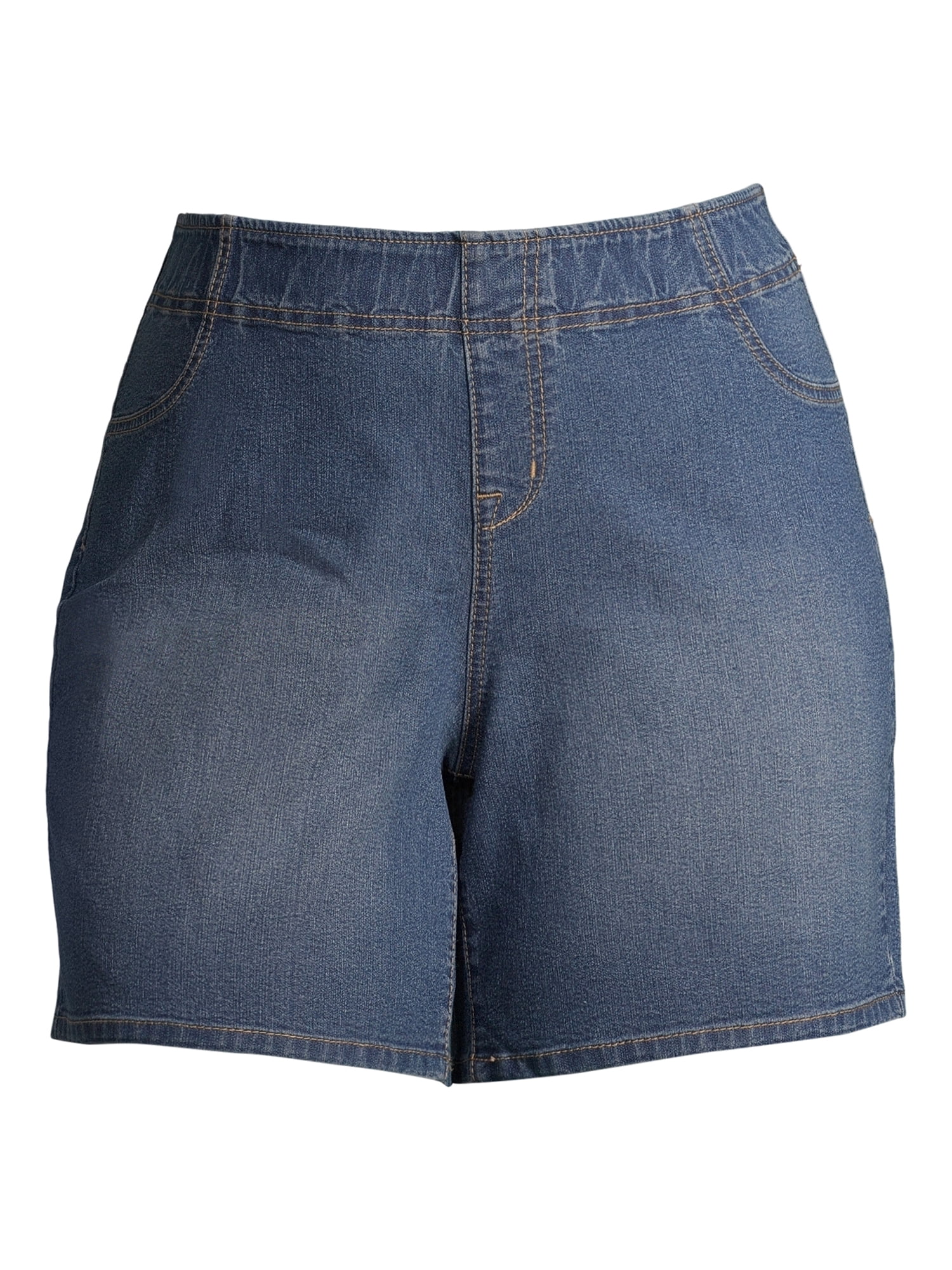 A3 Women's Plus Size Elastic Waistband 7 Inch Pull On Shorts