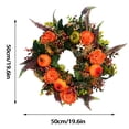thumbnail image 2 of Halloween Fall Harvest Wreath 19.69×19.69 Inch Thanksgiving Peony Wreath Maple Leaf Pumpkin Rattan Door Hanging for Home Decor, 2 of 3