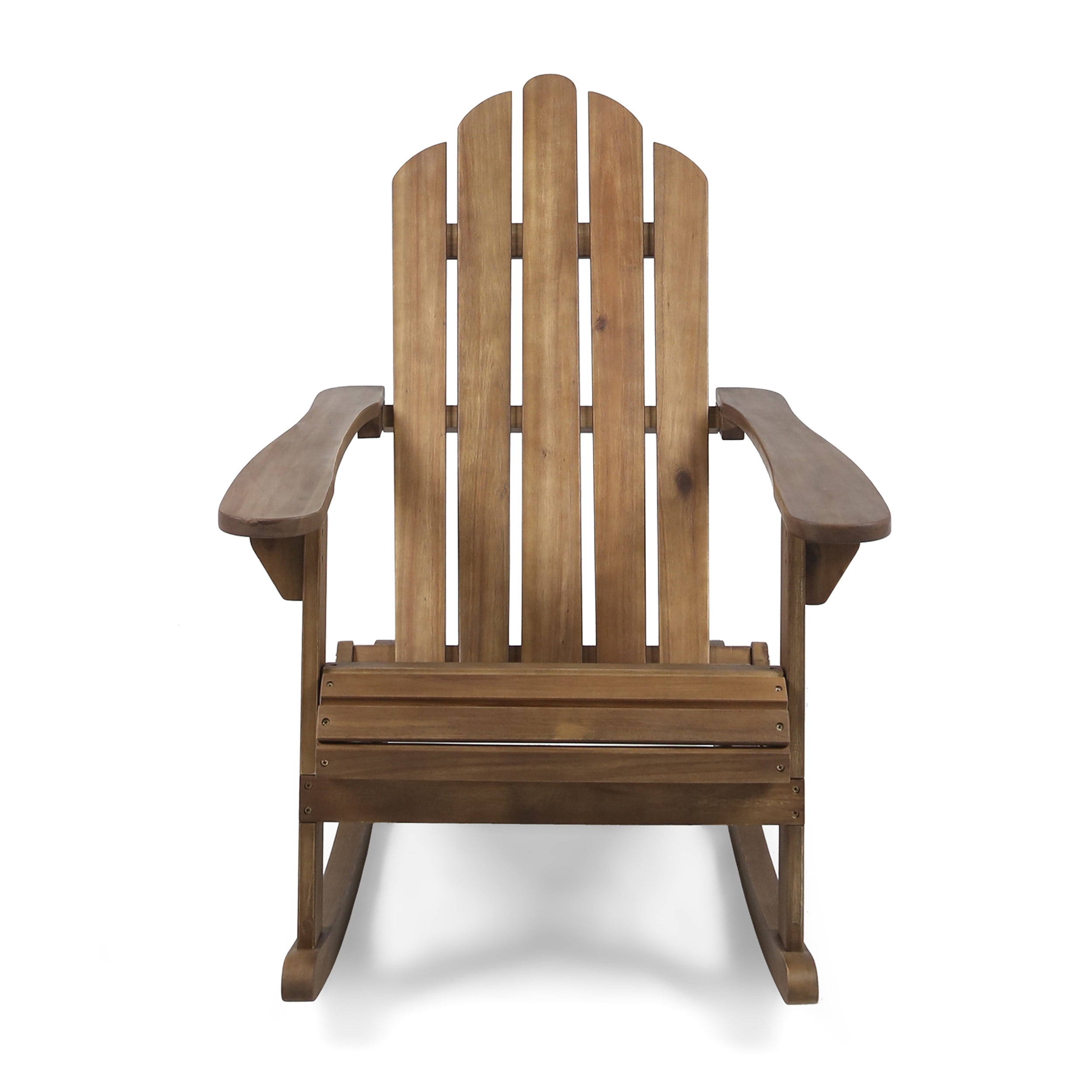 Outdoor Adirondack Rocking Chair, Solid Acacia Wood Swing Rest Seat for Patio Garden, Dark Brown