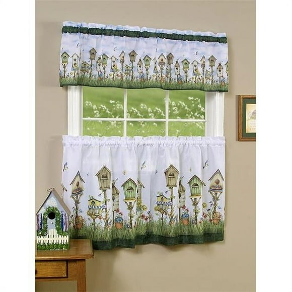 Achim HSTL36ML12 Home Sweet Home Tier & Valance Set - 58 in. x 36 in. Tier Pair -58 in. x 13 in. Valance