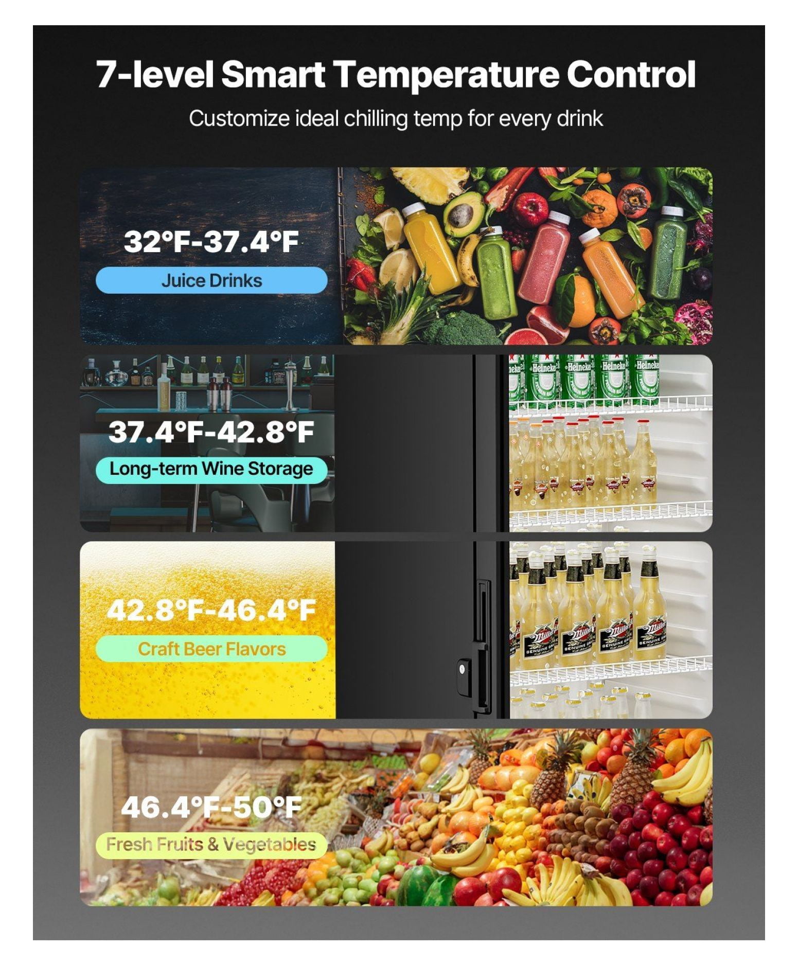 Commercial Refrigerator 12.2 CU.FT Glass Door Display Cooler, Beverage Refrigerator Merchandiser, Adjustable Shelves, Frostless, LED Lighting