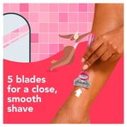 joy Razor for Women, 5 Blades, Manual Razor, Handle and 2 Razor Blade Refills, Neon Pink