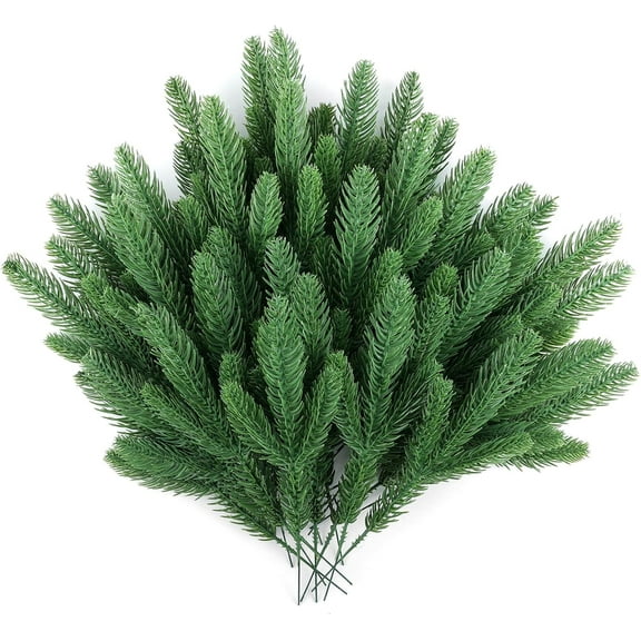 Janrevotw 30 Pcs Artificial Pine Branches Christmas Greenery Plants Pine Needles DIY Cedar Picks and Sprays Accessories for Christmas Garland Wreath Craft and Home Decor (Green)