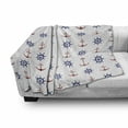 thumbnail image 3 of Anchor Soft Flannel Fleece Throw Blanket, Maritime Design Anchors and Ship Wheels on the White Background Art Print, Cozy Plush for Indoor and Outdoor Use, 50" x 60", Navy Blue and Ruby, by Ambesonne, 3 of 6