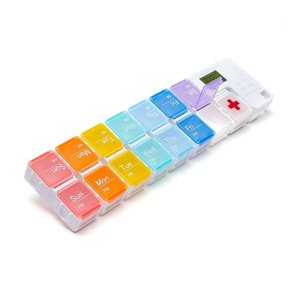 Plastic 7 Days Pill Storage Case Weekly Container Portable Holder 14-Grid Daily Supplement Box Carrier Organizer