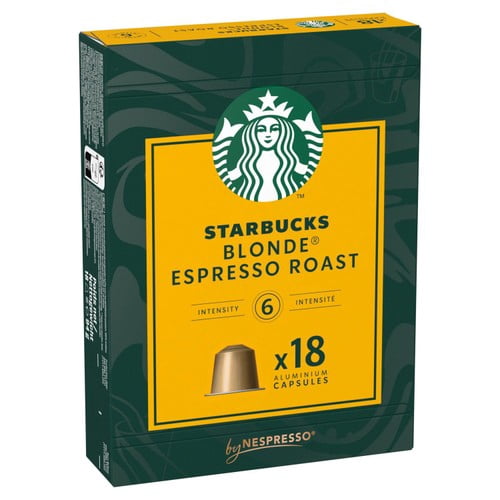 Starbucks by NESPRESSO Blonde Espresso Roast Coffee Pods, 18 pods per pack, British Import (Pack of 3)