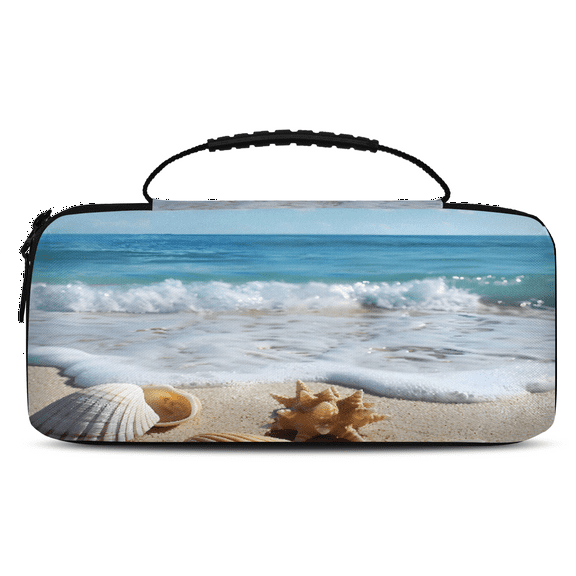 Herdesigns Beach Seashell Starfish Carrying Case for Nintendo Switch OLED Model 2021 & Switch 2017 with 20 Game Card Slots, Portable Travel Carry Case for Accessories and Console