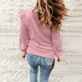 thumbnail image 3 of Lovskoo Sweaters for Women Casual Trendy Solid Pullover Long Sleeve Round-Neck Tops Sweater Pink, 3 of 6