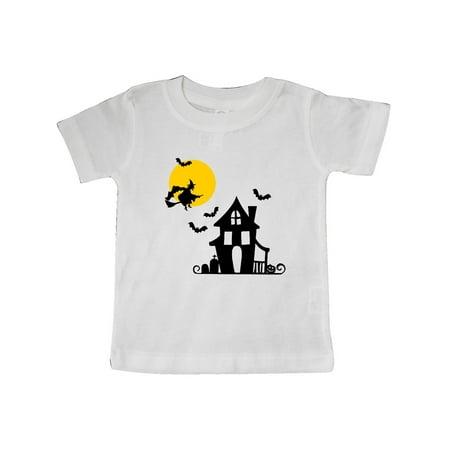 

Inktastic Halloween Haunted House Witch and Bats Gift Baby Boy or Baby Girl T-Shirt