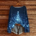 thumbnail image 2 of Women's Christmas Print Lightweight Sweater Casual Long-Sleeve Knit Pullover Top Loose Fit Elegant Cute Style for Spring Summer Daily Work Date Travel Home Vacation Shopping L Blue, 2 of 4