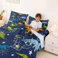thumbnail image 3 of Homewish Cartoon Dino Queen Sheets For Kids Boys,T-Rex Triceratops Queen Sheet Sets,4 Pieces,1 Flat Sheet, 1 Fitted Sheet and 2 Pillowcases, 3 of 6