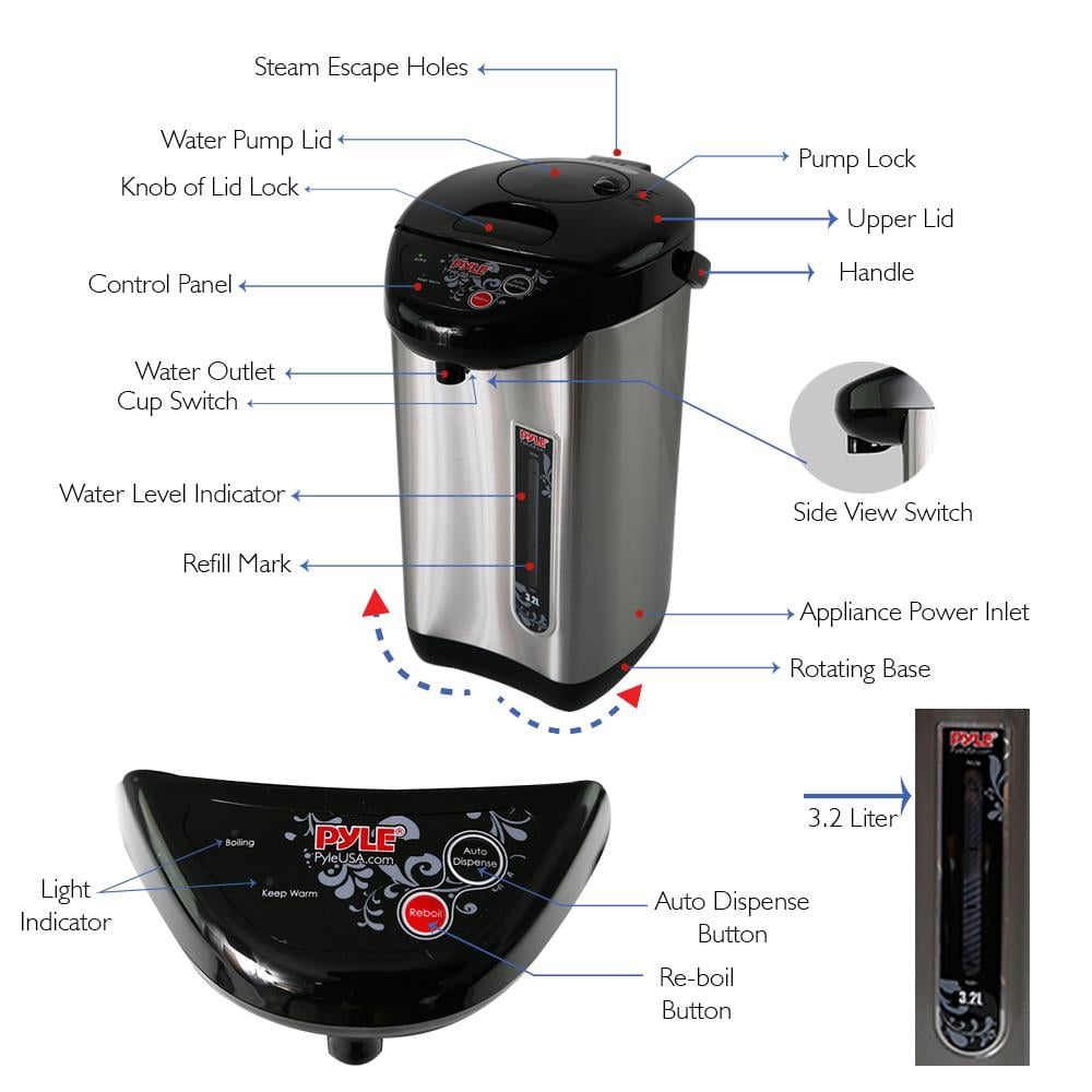 NutriChef PKWK43 - Electric Water Boiler & Warmer - Digital Hot Pot Water Kettle, 3.38 Quart