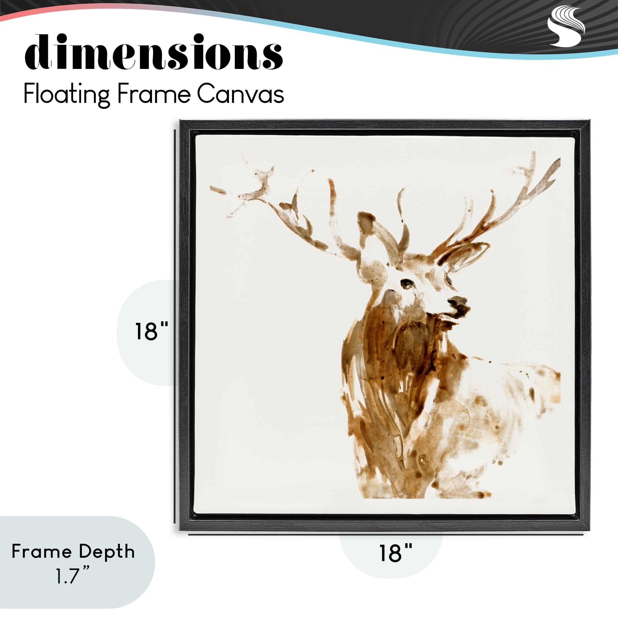 Stupell Industries Deer Portrait Head Shot Black Framed Floater Canvas Wall Art, design by Lorenzo Collective