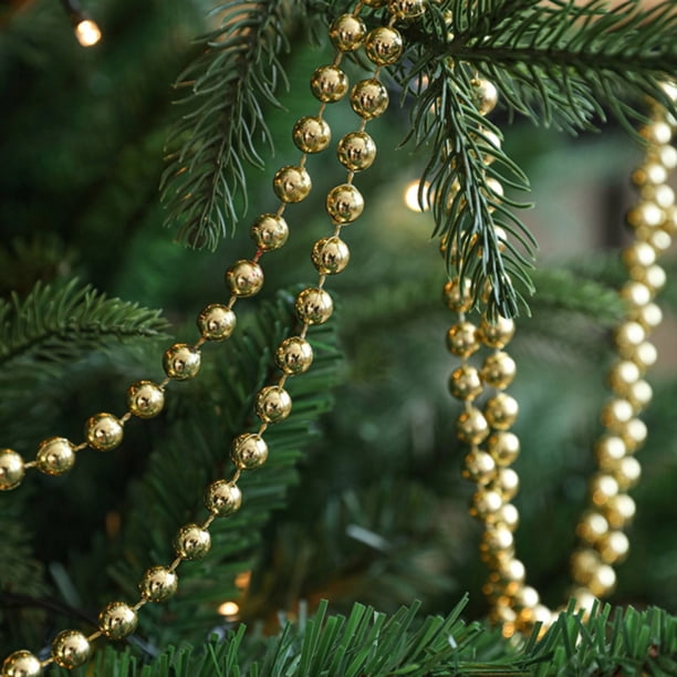 Guirlande De Perles Dorées 30 M - Décoration Sapin Noël, Mariage, Fête | Perles Brillantes En Plastique Et Nylon