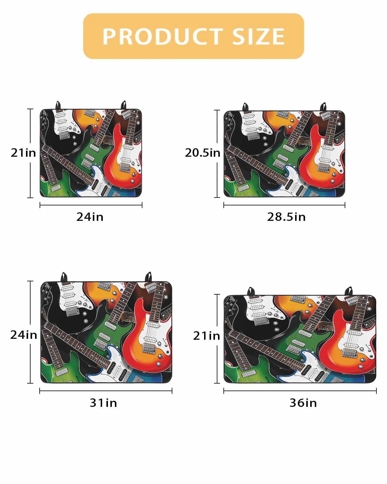 Large Induction Cooktop Protector Mat Guitar Stove Top Covers for Electric Stove, Cartoon Modern Colorful Guitars Decorative Stove Burner Cover Mats, Glass Top Stove Cover