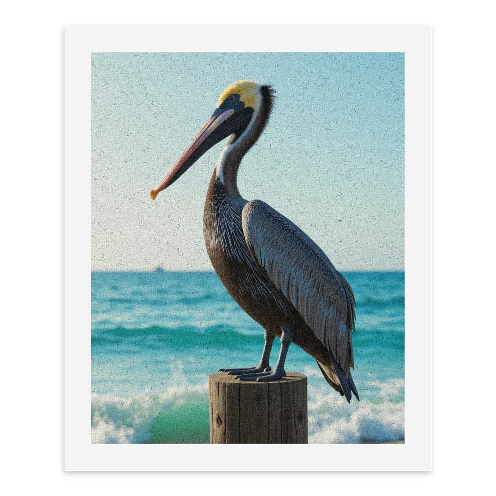 Paint By Numbers Kit for Adults Beginner - DIY Pelican Ocean Sunset Perched Bird Canvas Painting Kits for Adults, Frameless Paint By Number for Adults for Home Wall Decor 16x20 Inch