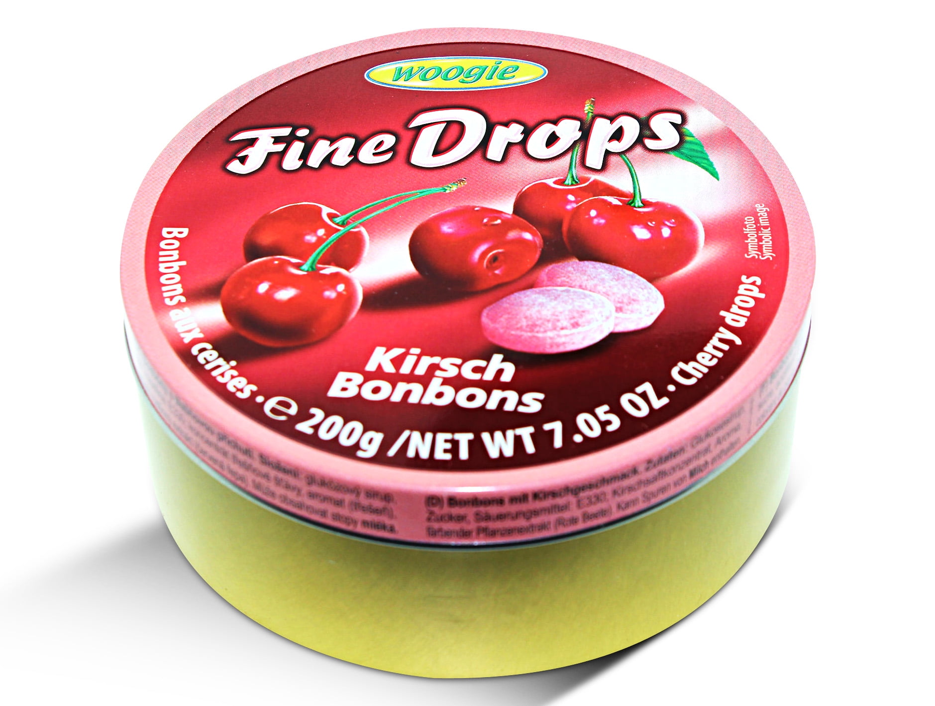 Woogie, German Fine Drops Sanded Cherry Candy Tin 200gr