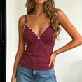 thumbnail image 2 of idosla Women's Polka Dot Cami Y2k Lace Trim V Neck Spaghetti Strap Cute Bow Camisole Trendy Going Out Tank Top (Wine, M), 2 of 7