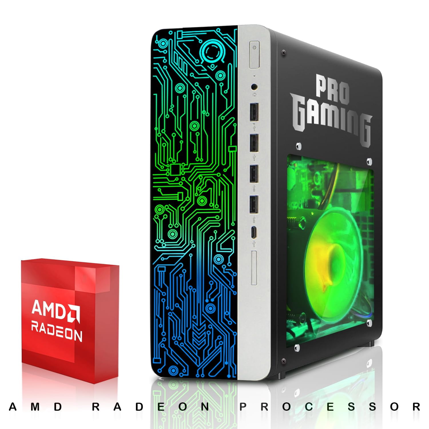 Restored HP G4 Gaming Desktop Computer PC Black AMD A10-9700,16GB RAM,256GB SSD OS+2x500GB HDD,24 Inch Curve Monitor,GT 730 Graphics,RGB KBM with AI Copilot,WiFi,RGB Headphone,Windows 11
