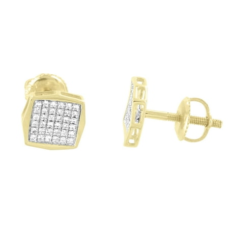 Master Of Bling Custom 10k Gold Earrings Men Women 8mm Studs Real Custom 10k Gold Earrings Men Women 8mm Studs Real Diamonds Round Cut On