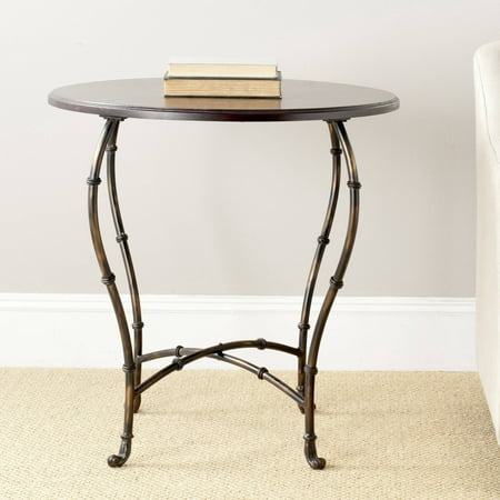 Safavieh Selma Round Table, Brown with Pewter Legs