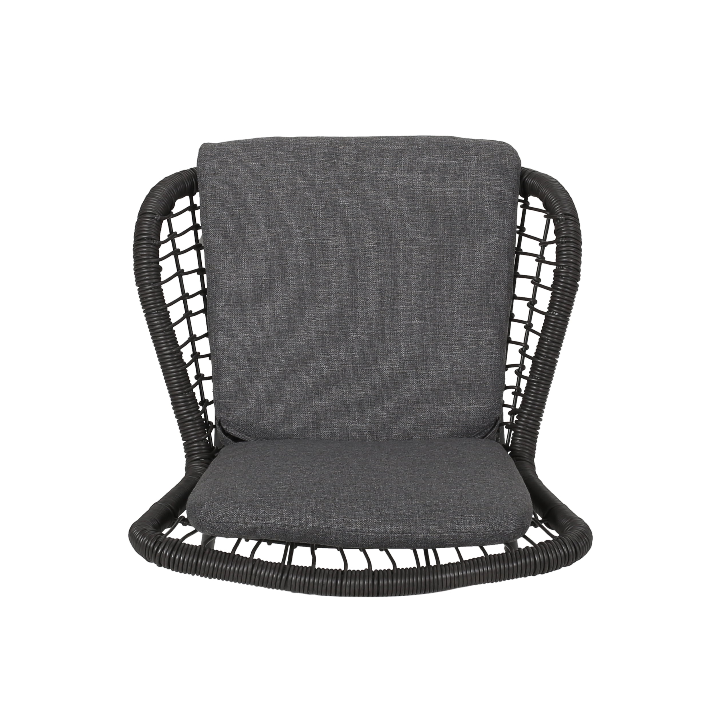 Annelise Outdoor Wicker Club Chair with Cushions, Set of 2, Gray and Dark Gray