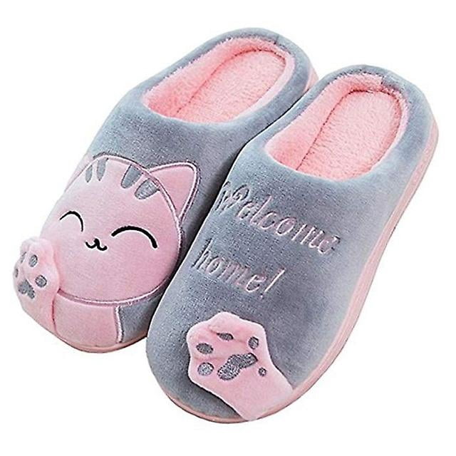 Pantuflas interiores de algodón suave, pantuflas de casa, zapatos interiores antideslizantes, pantuflas de algodón para hombres y mujeres-44-45 Kuyhfg Bienvenido a Kuyhfg