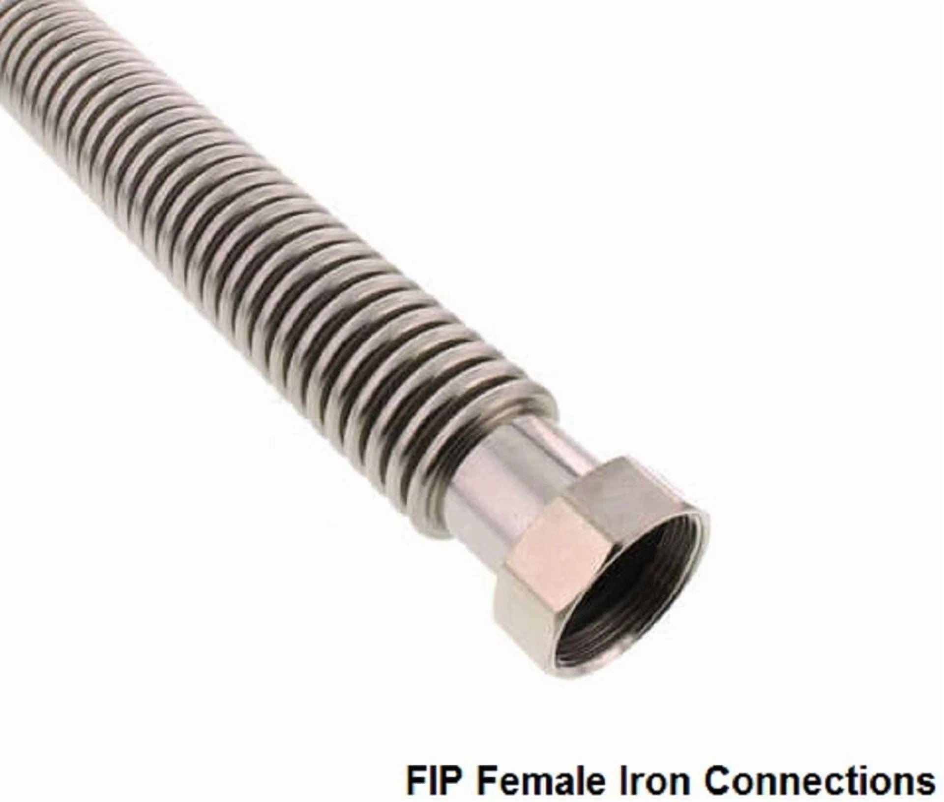 Zyler - 1Pc Corrugated Stainless Water Heater Supply Connector Hose Lines 3/4"Fip X 15"