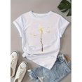 thumbnail image 1 of Animal Print Crew Neck T-Shirt, Elegant Short Sleeve T-Shirt For Every Day, Women's Clothing, 1 of 6