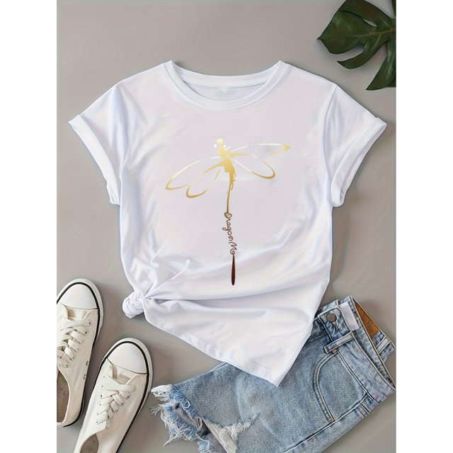 Animal Print Crew Neck T-Shirt, Elegant Short Sleeve T-Shirt For Every Day, Women's Clothing