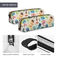 thumbnail image 4 of Rateoe Playing Video Games Print Leather Pencil Case with Smooth Zipper, Compact Storage for Writing Tools & Art Supplies, 8.26" x 1.96" x 2.16", 4 of 7