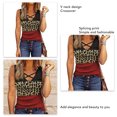 thumbnail image 3 of Camisa sin mangas con cuello en V para mujer, Top elegante con estampado de retales a la moda para uso diario al aire libre, rojo vino S, 3 of 4