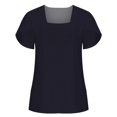 thumbnail image 4 of Womens Summer Petal Sleeve Tops Square Neck Solid Color Casual Office Work Blouses Loose Dressy Basic Tunics T Shirts, 4 of 5