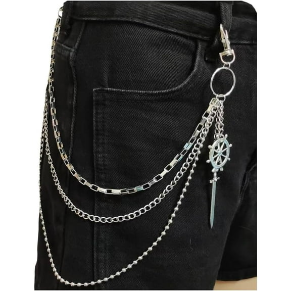 Punk Sword Pants Chain Hip Hop Wallet/Pocket/Jean/Belt Chain Goth Accessories for Women Men Gothing Hip Hop Biker Keychain Accessories