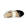 thumbnail image 5 of BLISSFUL STEP Valentine's Slingback Sandals Contrast Color Chunky Heel Big Circle Buckle Sandals Black White 5, 5 of 9