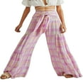 thumbnail image 1 of Femmes Boho Beach Pants Taille Haute Décontracté Évasé Jambe Large Droite Impression Beach Pants, 1 of 5